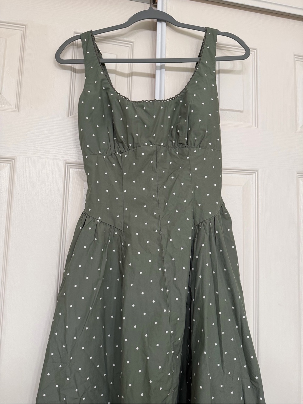 Abercrombie & Fitch Olive Green Polka Dot Midi Dress - Picture 5 of 7